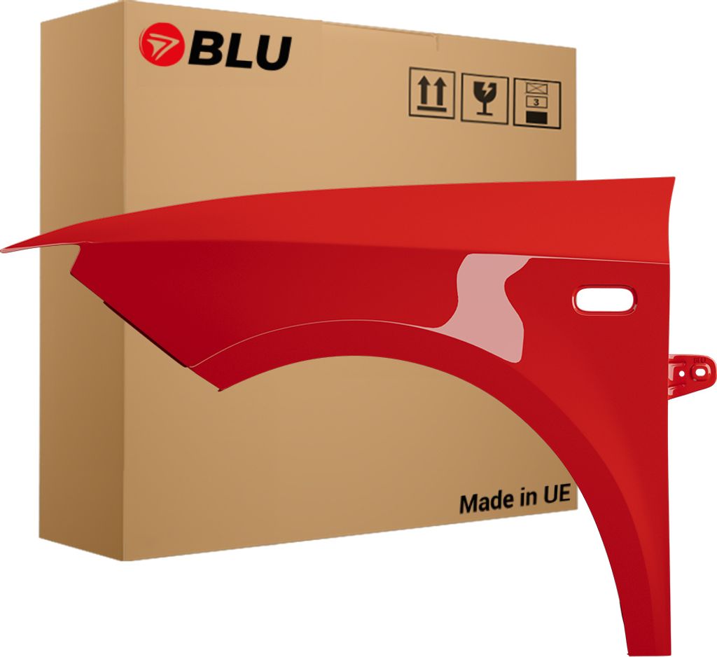 BLU Kotflügel Passend für Seat Ibiza (6J - IV 4. Generation) LS3Z Links Rot Rot Dakota | 2008-2017 | Vorderseite Vorne | Lackiert | Einbaufertig