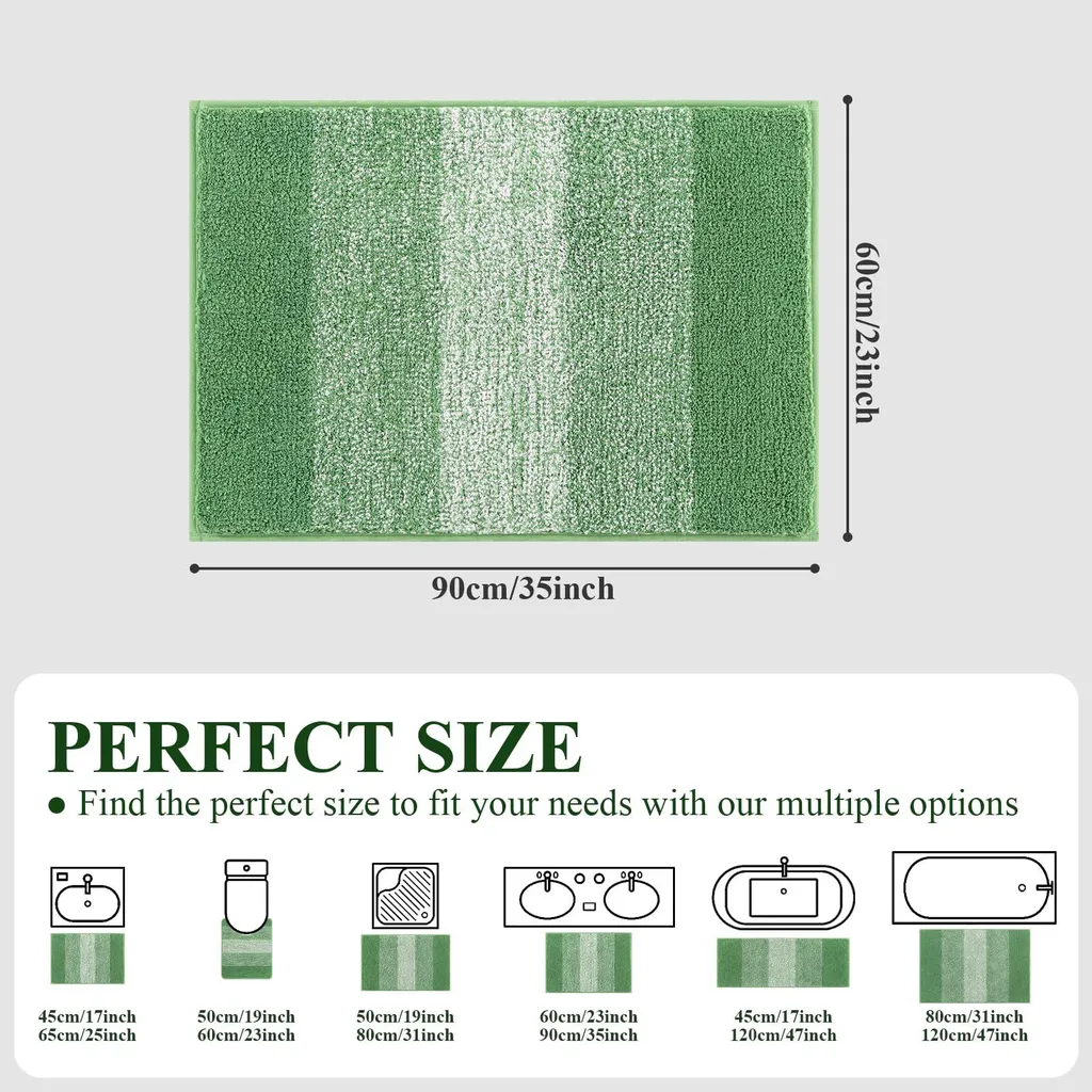 Tapis de bain antidérapant pour douche et baignoire 60x90 cm vert doux