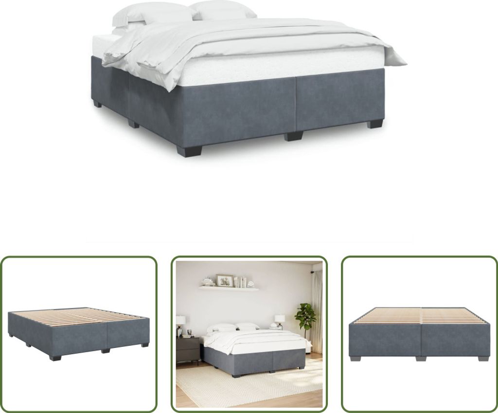 The Living Store Bettgestell Dunkelgrau 200x200 cm Samt Produktbild 
