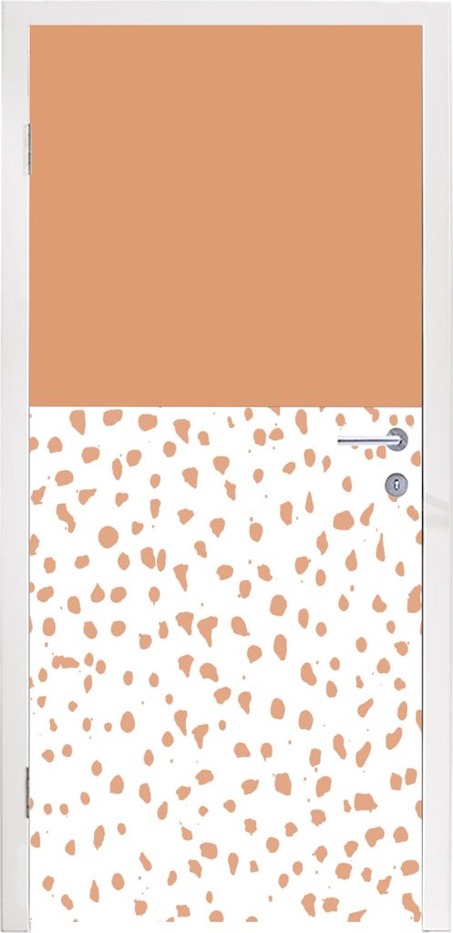 MuchoWow Türtapete Selbstklebende Türfolie Tupfen - Orange - Weiß 85x215 cm Türposter Türaufkleber Klebefolie Türklebefolie - Aufkleber fü...