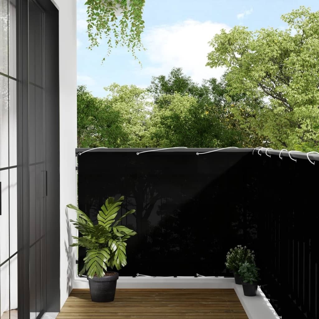 Design Balkon-Sichtschutz Schwarz 120x800 cm 100 % Polyester-Oxford, Markisen 2024 Neu