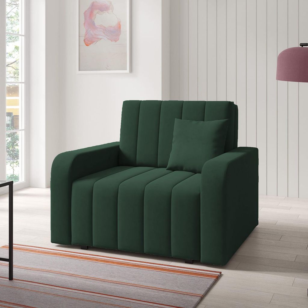 Sofasessel BOSTON I mit Ziernähten, 1-Sitzer Schlafsofa, Jugendsofa mit Schlaffunktion, ausziehbare Couch mit Bettkasten - Kronos 14