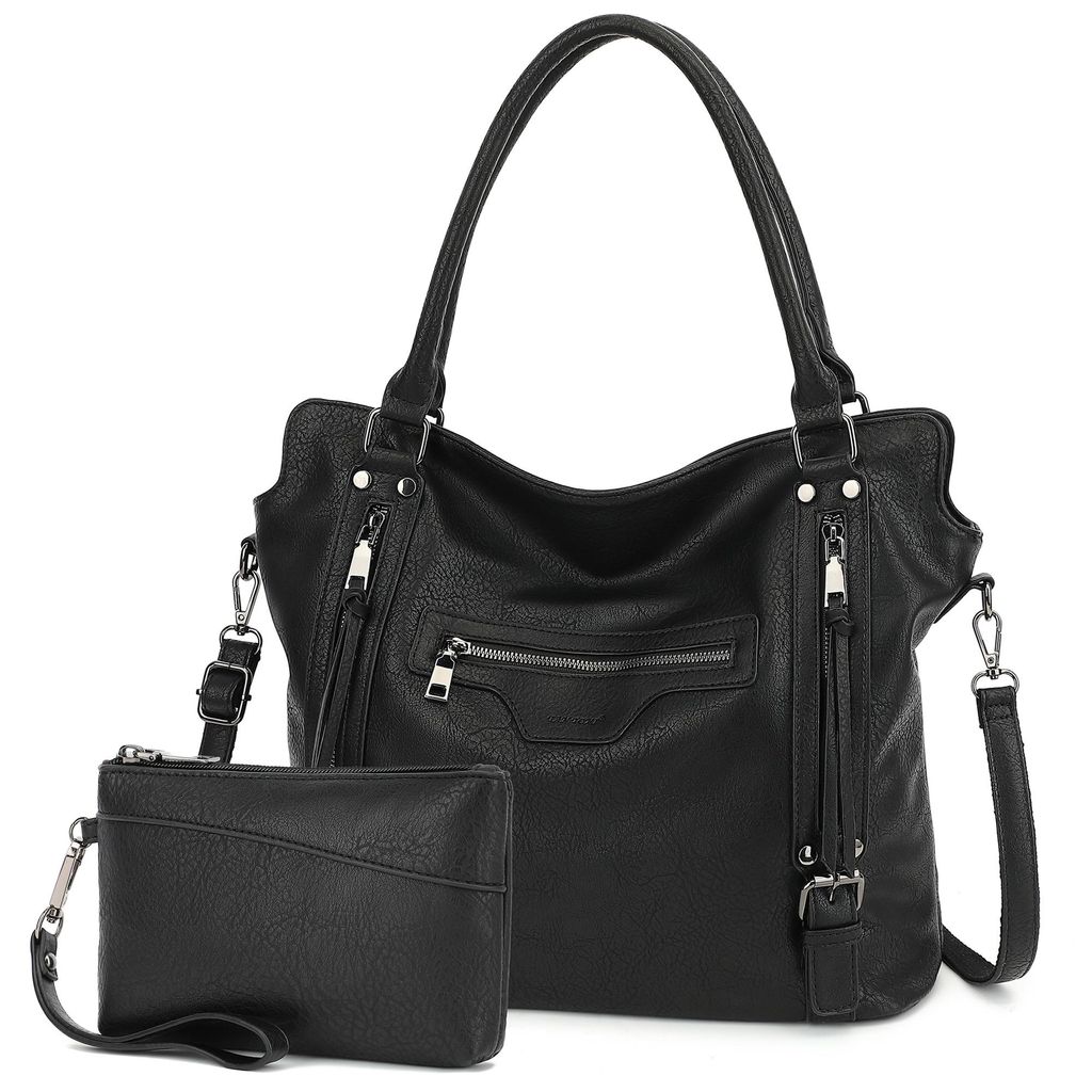 Mofut Handtasche Damen Schultertasche Groß Shopper Synthetisches-Lederhandtasche, Handtaschen Umhängetasche Geldbörse Damen Taschen 2-Tlg