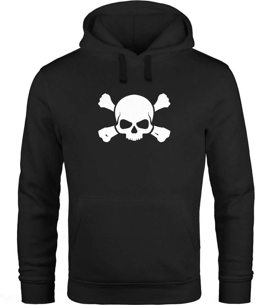 Hoodie Herren Totenkopf Skull Vorsicht toxisch besser Abstand halten Fun-Motiv Kapuzen-Pullover Moonworks schwarz S