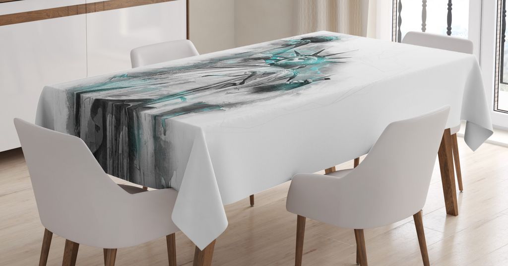 ABAKUHAUS Holzkohle Tischdecke, Lady Liberty geometrische Kunst, Schmutzabweisend Pflegeleicht Waschbar Druck Mit Klaren Farben ohne Verblassen, 14...