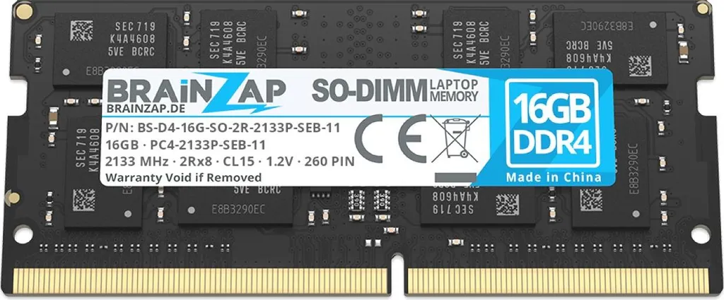 Memoria RAM Laptop 16GB BRAINZAP DDR4 2133 MHz PC4-2133P-SEB-11 CL15