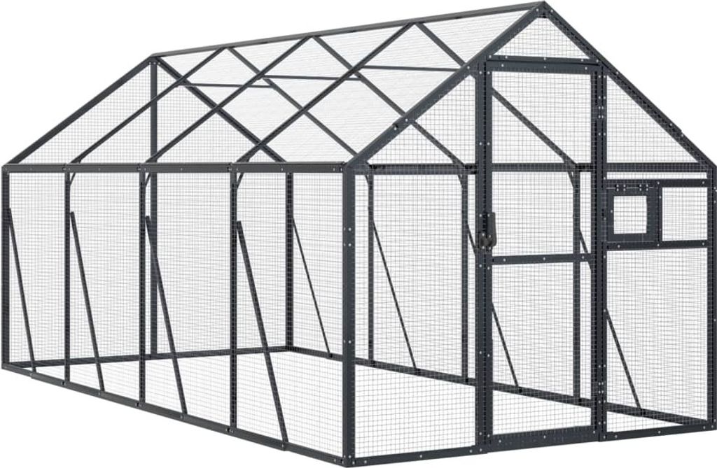 vidaXL Voliera antracite 1,79x4x1,85 m Alluminio Immagine del prodotto 