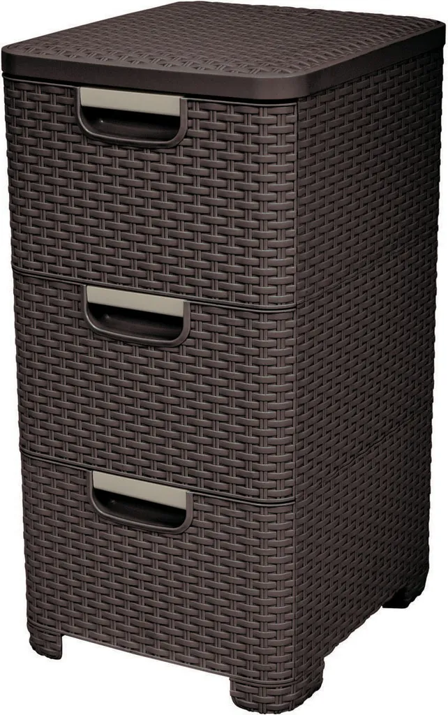 Petit meuble de rangement Curver Style 3 tiroirs 14 litres en brun foncé