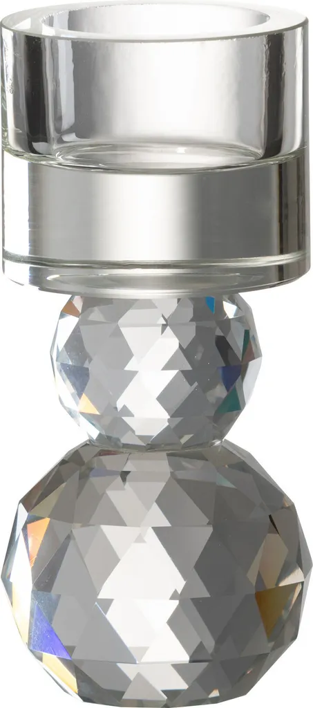 Bougeoir Transparent en Verre de Qualité J-Line pour Déco de Table