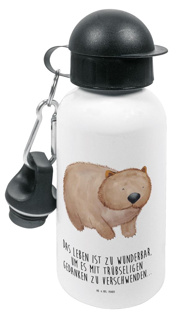 Mr. & Mrs. Panda Wasserflasche Wombat - Weiß - Geschenk, Trinkflasche Kinder, Spruch, Sportflasche, Tiere, Australien, Getränkeflasche, Motivatio...