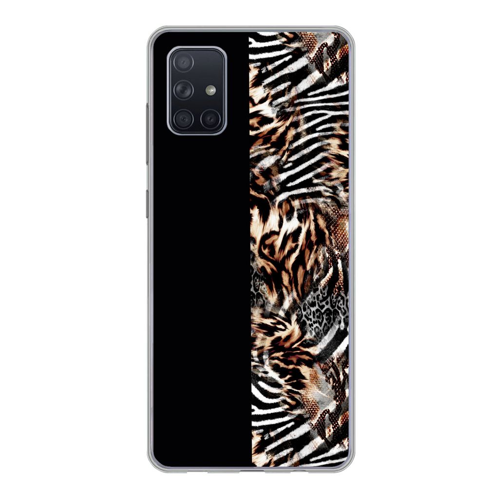 MuchoWow Handyhülle Schutzhülle Hülle für Samsung Galaxy A71 Mantel - Design - Tiere Silikon Softcase Handy Hülle - Kartenbesitzer