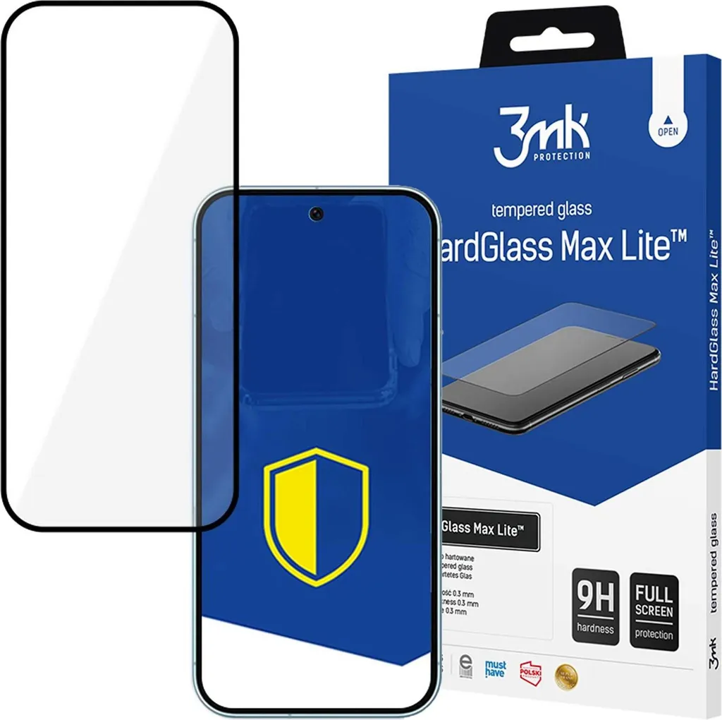 3mk HardGlass Max Lite Nero per Google Pixel 9 / 9 Pro | Protezione 9H