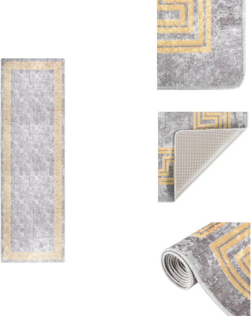vidaXL Teppich Waschbar 80x300 cm Grau Rutschfest - Teppiche