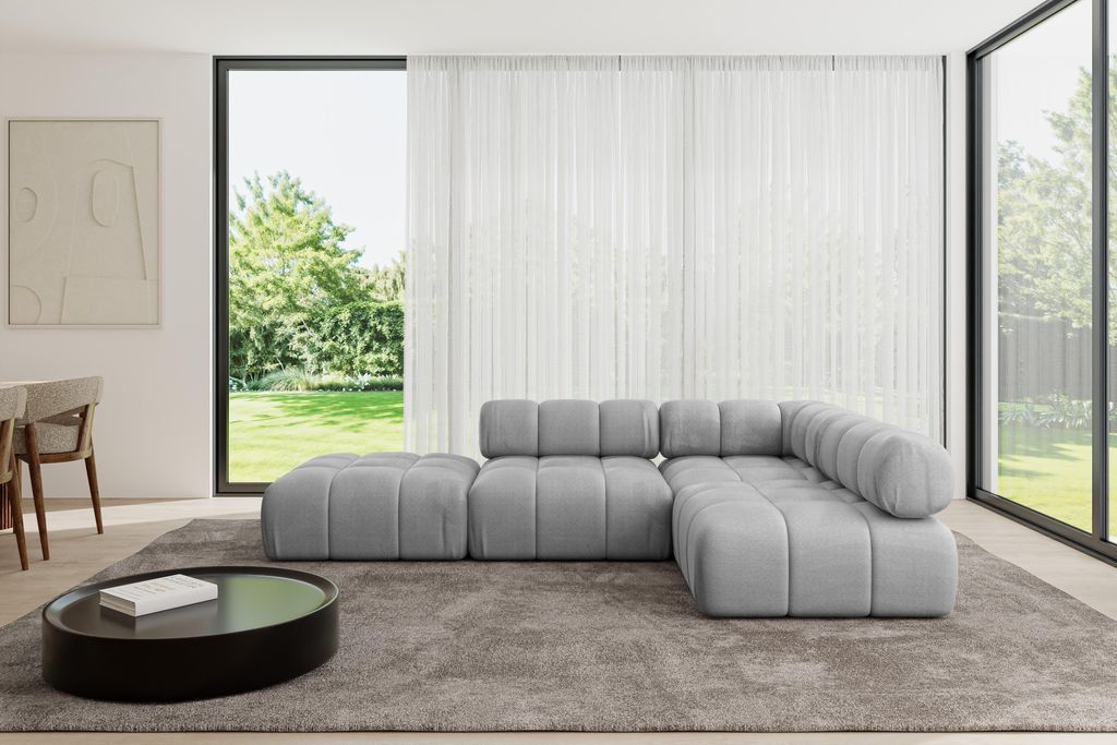 ALTDECOR Modulares Sofa Ecksofa in L-Form - Favio-L1 - 285x190x70 cm Hellgrau universal, links/rechts Corner modular Sofa Eckcouch Couch Wohnlandsc...