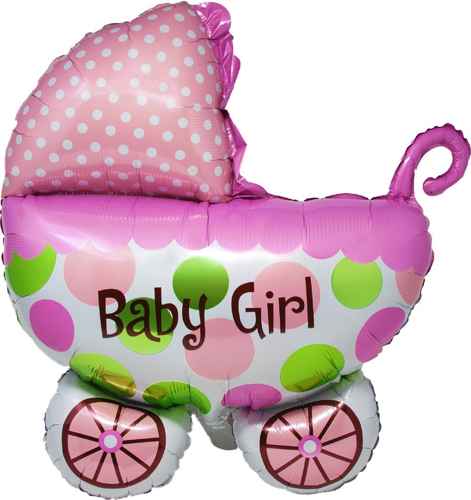 Oblique Unique Folien Luftballon in Kinderwagen Form Baby Girl Folienballon für Baby Shower Party Geburt Mädchen