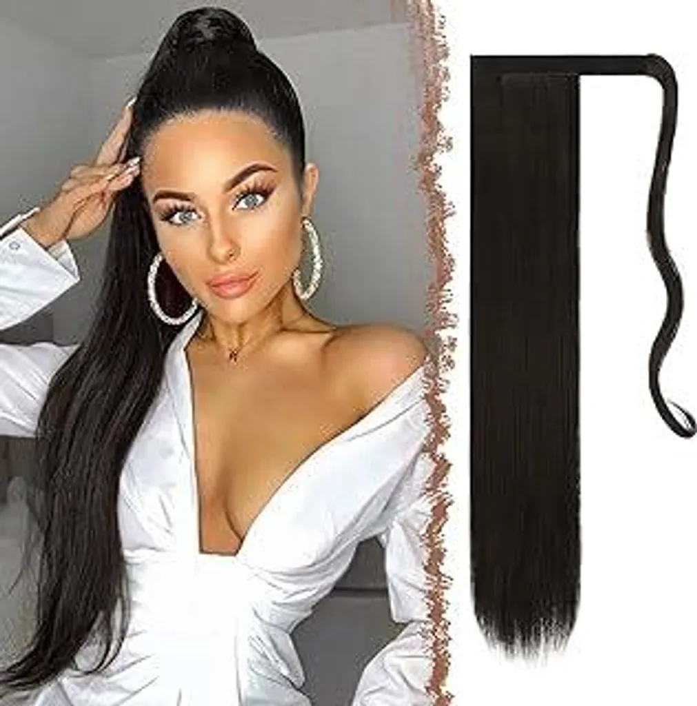 Posticcio Coda di Cavallo FESHFEN 60cm - Estensioni Capelli Marrone Scuro