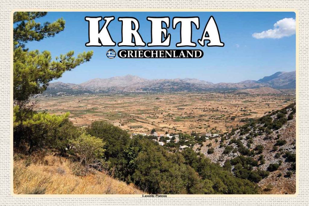 vianmo Holzschild 20x30 cm Kreta Griechenland Lassithi Plateau Bildmotiv Reisemotiv Europa