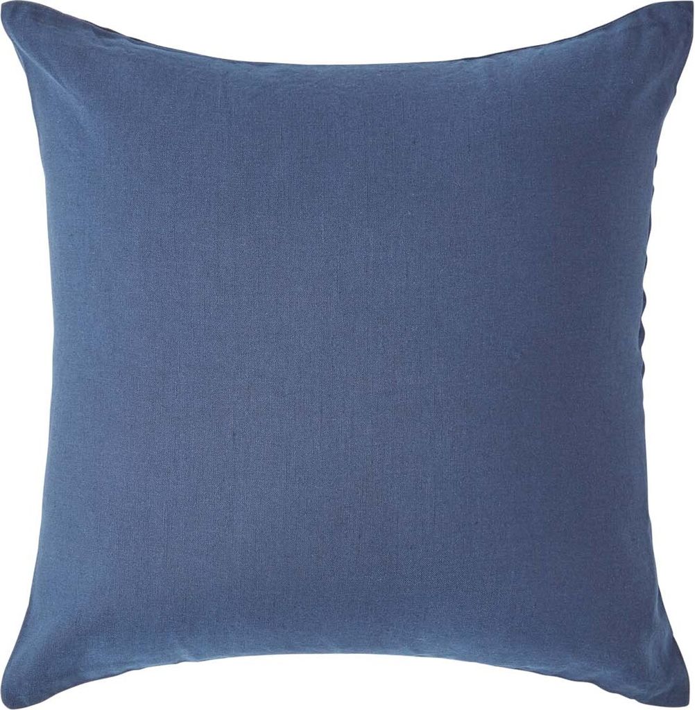 HOMESCAPES Leinen Kopfkissenbezug Dunkelblau, 60 x 60 cm