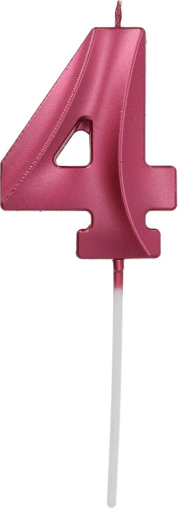 Tortenkerze Zahl 4 Glamour Pink 7cm