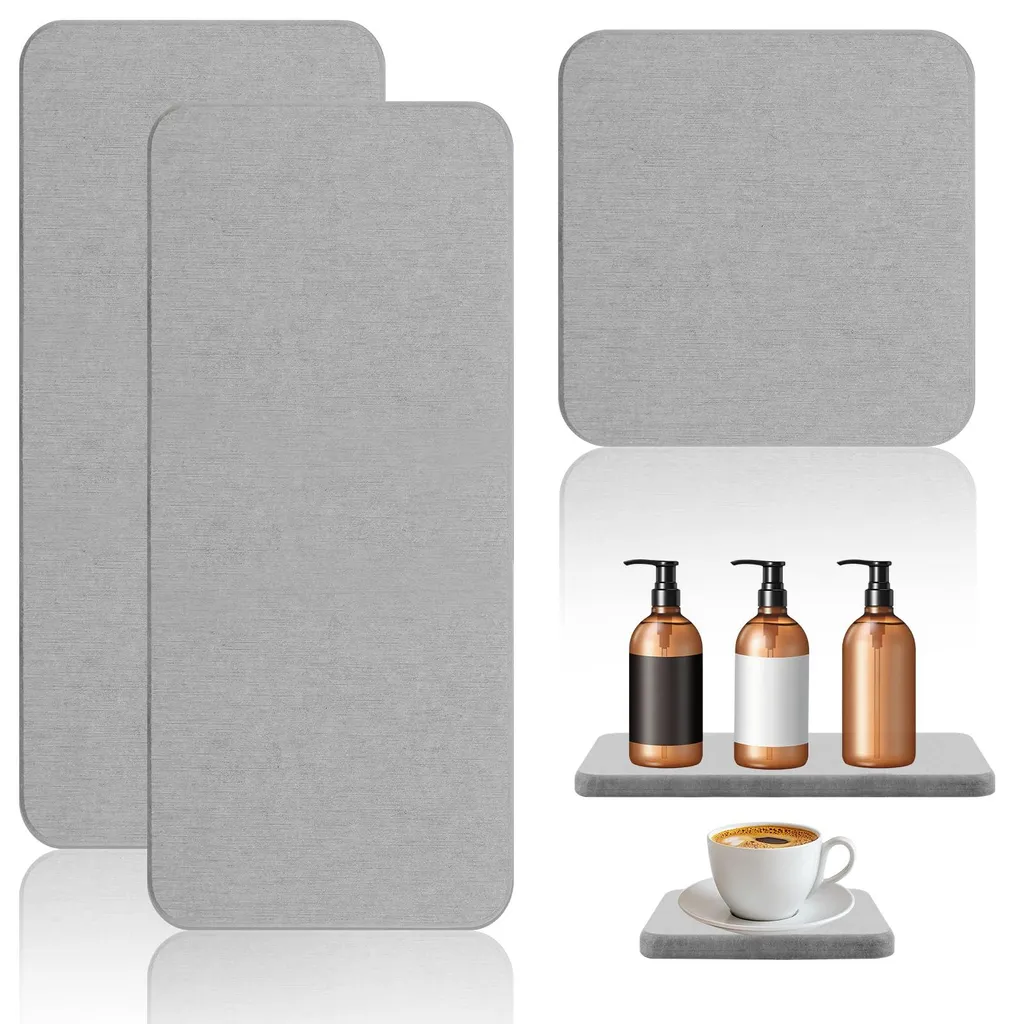 Tapis de Lavabo en Pierre Absorbante - Support Évier Design Lot de 3