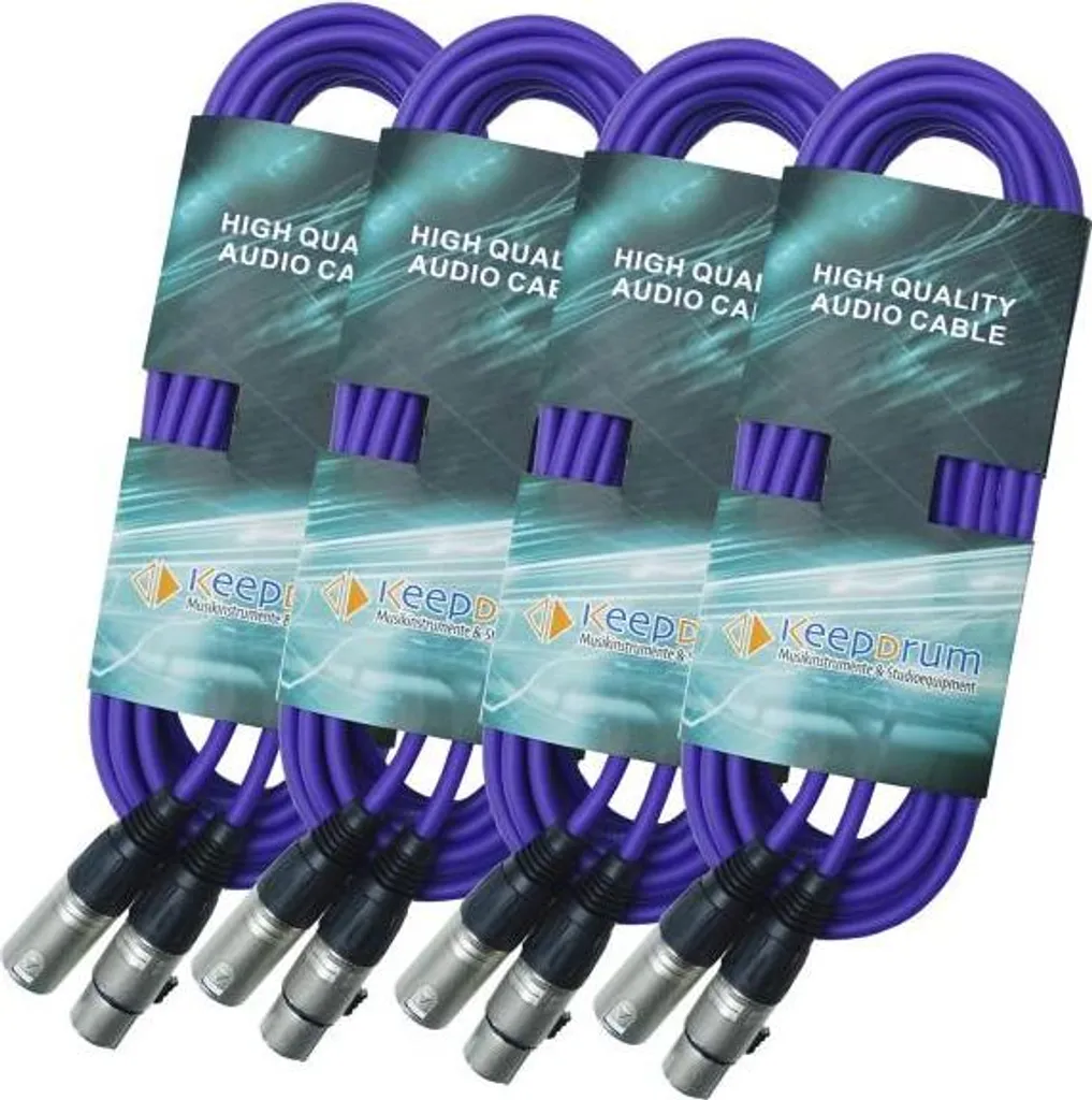 keepdrum Cavo microfonico XLR a 3 pin 6m viola 4 pezzi