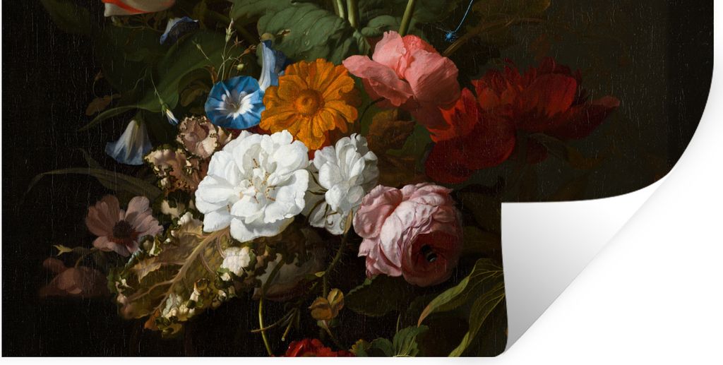 MuchoWow Wandtattoo Wandsticker Wandaufkleber Vase mit Blumen - Gemälde von Rachel Ruysch 120x60 cm Selbstklebend und Repositionierbar - Sticker...
