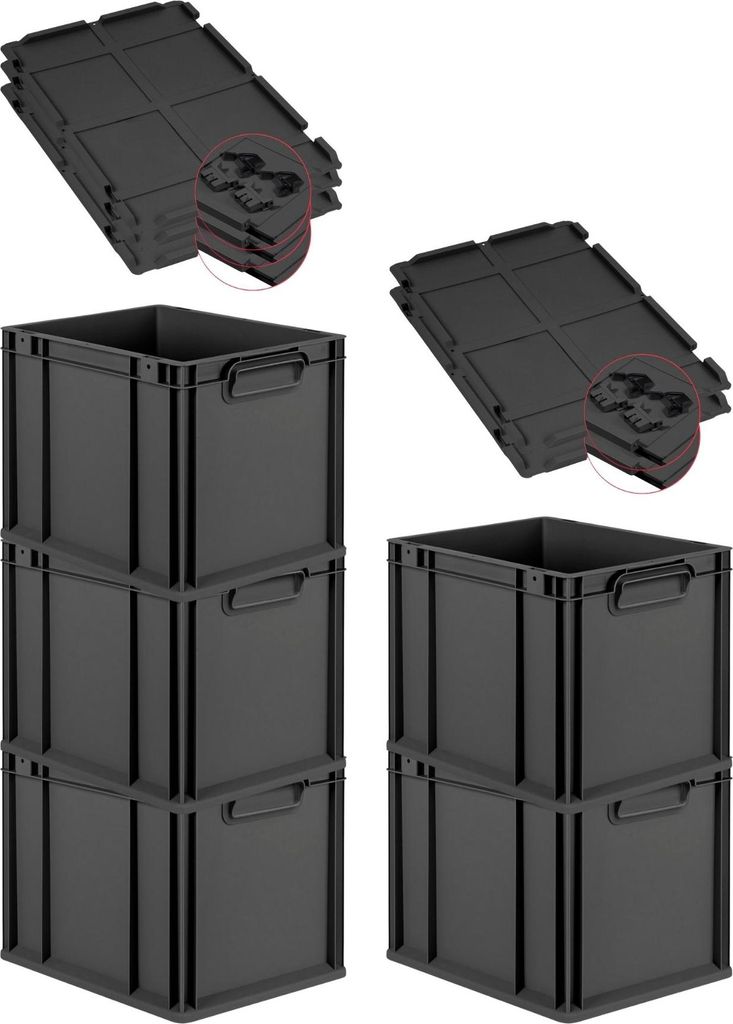 SuperSparSet 5x Eurobox NextGen Grip mit Scharnierdeckel Produktbild 