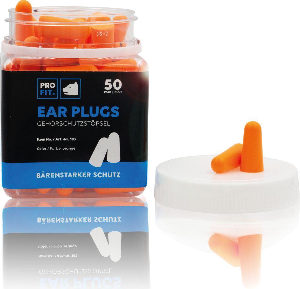 PRO FIT Gehörschutzstöpsel – Ohrstöpsel, Gehörschutz aus Soft-PU, Schallschutz, Lärmschutz, Hörschutz, Earplugs zur Geräuschdämmung - Ora...