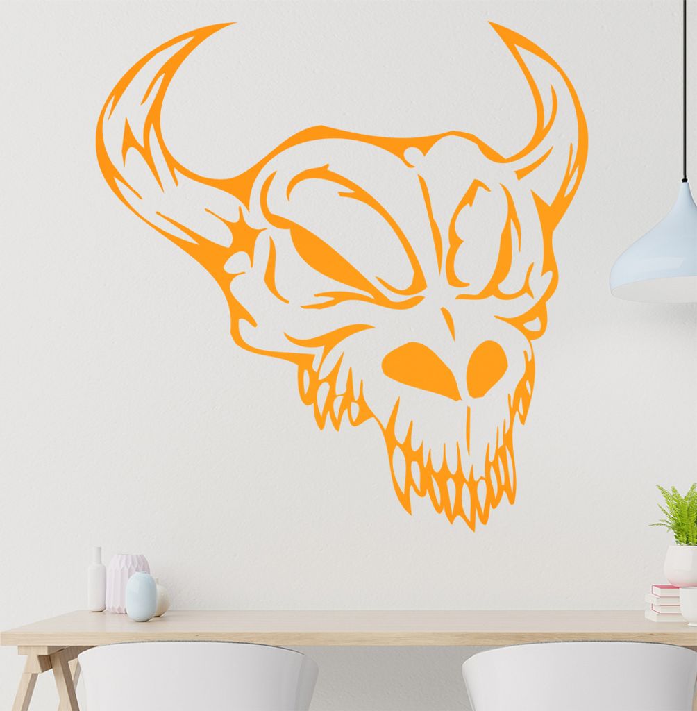 Western Schädel Wandtattoo in 6 Größen - Wandaufkleber Wall Sticker - Dekoration, Küche, Wohnzimmer, Schlafzimmer, Badezimmer