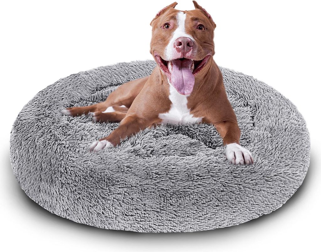 Lit pour chien Vigevee, 100 cm, gris clair, panier doux et Image du produit 
