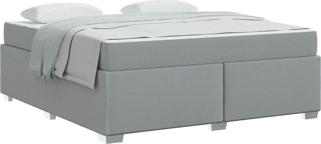 Bettrahmen mit Matratze Hellgrau 180 x 200 cm Stoff