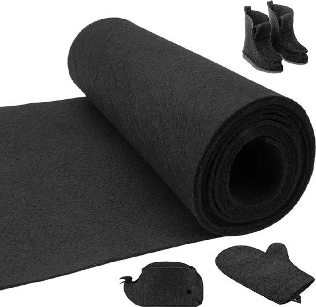 Feutre noir 3 mm en rouleau 30 x 250 cm - Tissu à coudre épais robuste