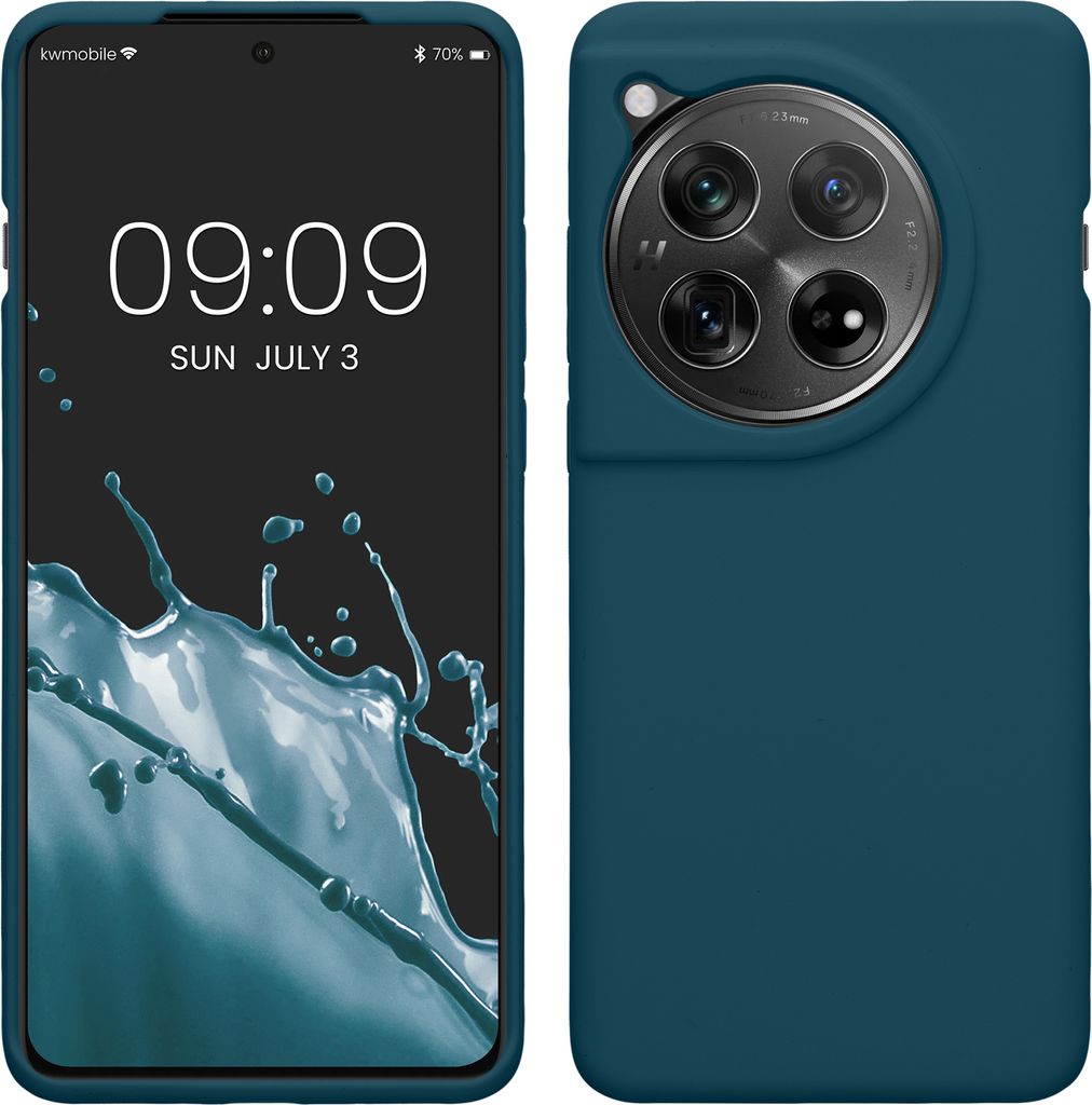 kwmobile Hülle kompatibel mit OnePlus 12 Hülle - Silikon Handy Case - Handyhülle weiche Oberfläche - kabelloses Laden - Petrol