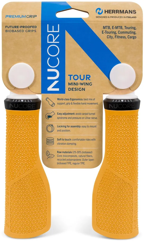 Poignées de Vélo Ergonomiques Herrmans Nucore Tour Peak 130mm Ambre