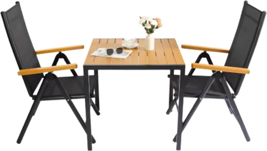 Mobilier de balcon lounge avec table de jardin et chaises inclinables
