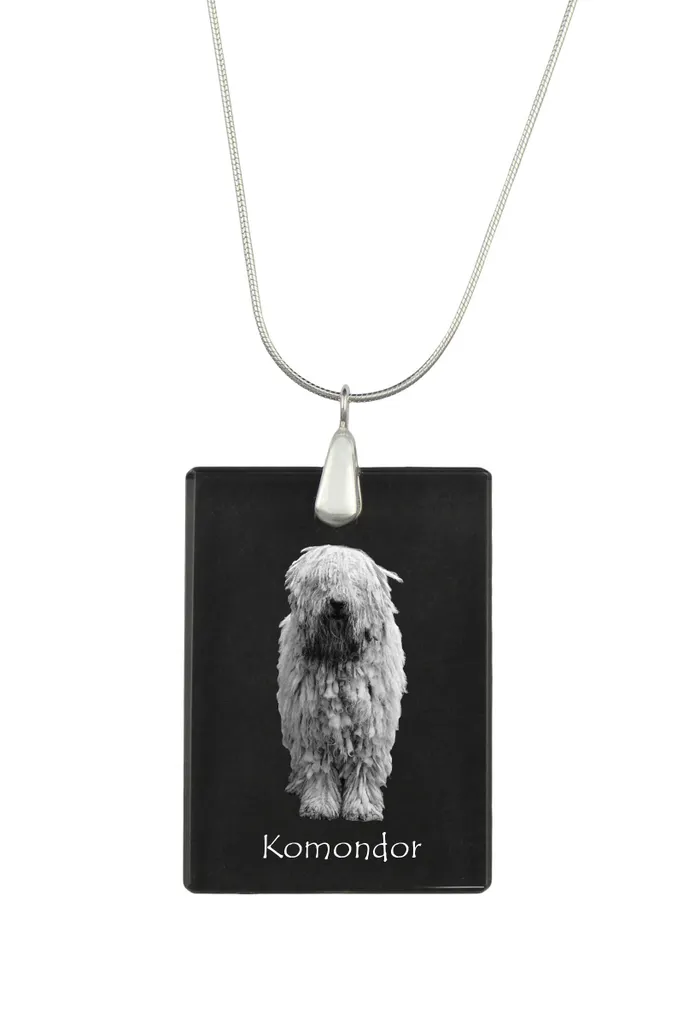 Gioiello Komondor Art-Dog | Ciondolo Cristallo Inciso e Argento