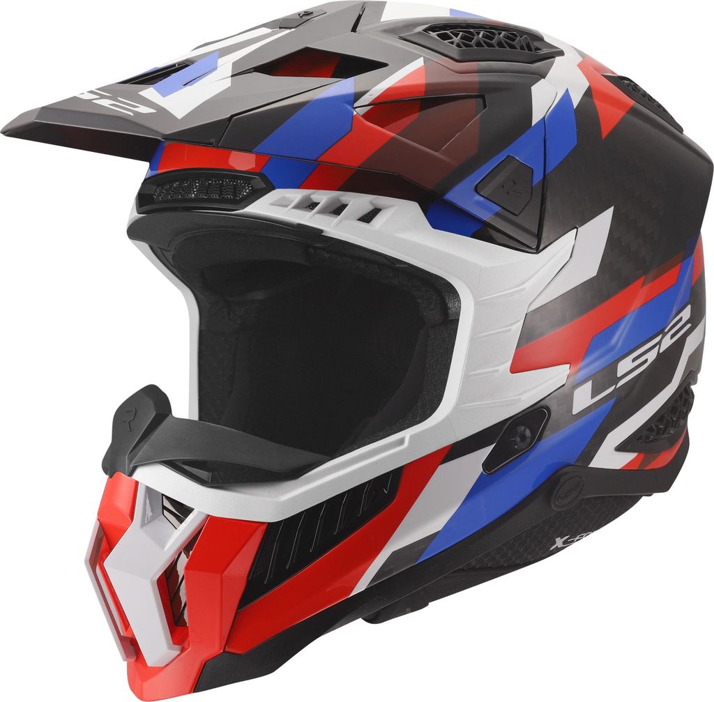 LS2 MX703 X-Force Phantom Motocross Helm, weiß/blau/rot, 2XL (63/64)