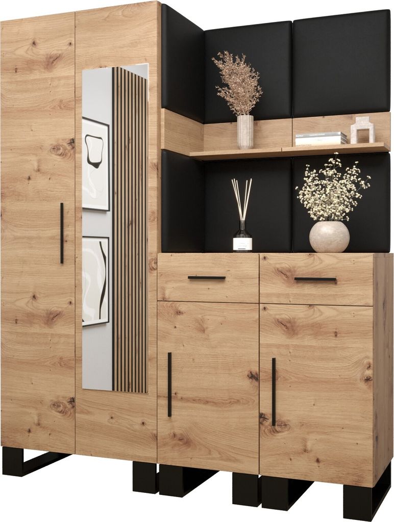 Garderobe ARTIN Set 15 mit gepolsterten Paneelen Industrial Design