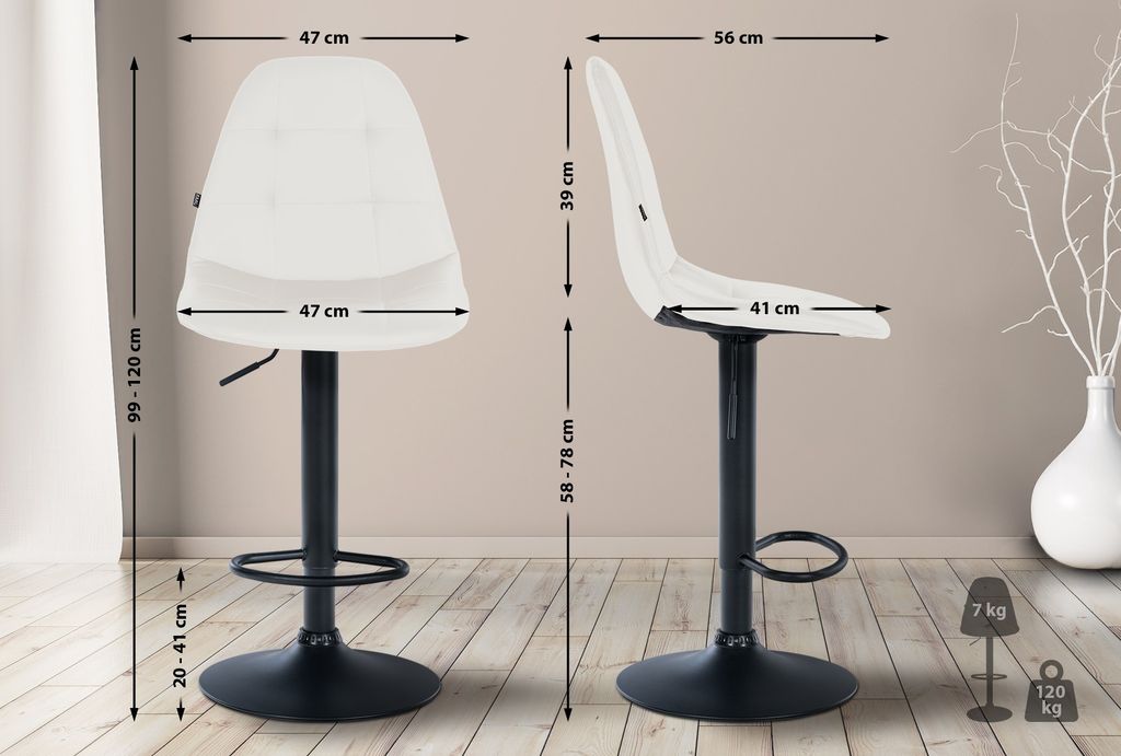 Barhocker HLO-CP316 Kunstleder B weiß