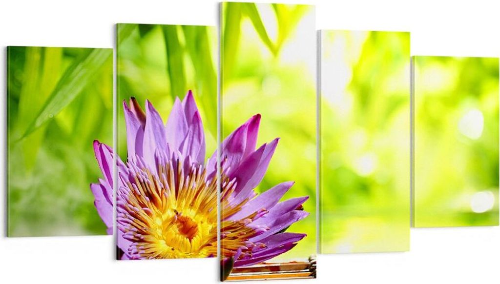 Bild auf Leinwand - Leinwandbild - Asien spa bambus blume - 160x85cm - Wand Bild - Wanddeko - Leinwanddruck - Bilder - Kunstdruck - Wanddekoration ...