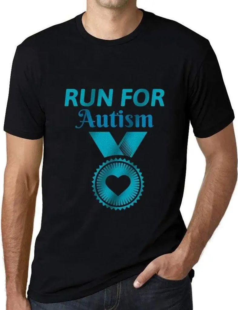 Herren Grafik T-Shirt Lauf für Autismus – Run For Autism – Öko-Verantwortlich Vintage Jahrgang Kurzarm Lustige Druck Geburtstag Geschenk Mann