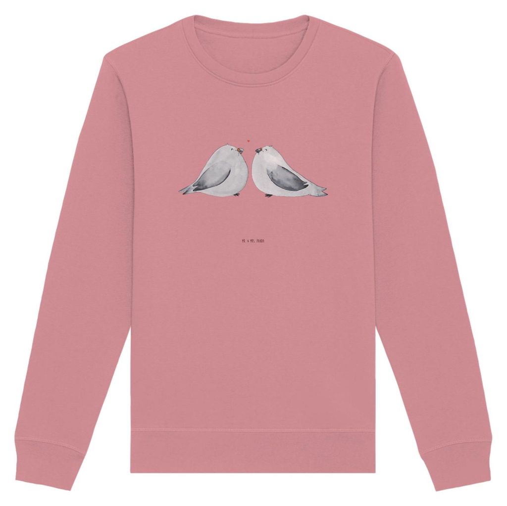 Mr. & Mrs. Panda Bio Baumwoll Pullover Turteltauben Liebe Größe S - Canyon Pink - Geschenk, Pulli, Freundin, Organic, Hochzeitstag, Partner, Swea...