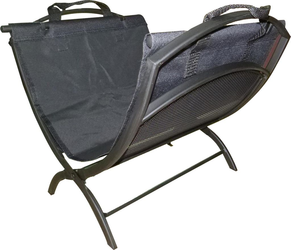 Kaminholzhalter Adrik aus Metall mit Textileinsatz, zusammenklappbar, mit Henkel