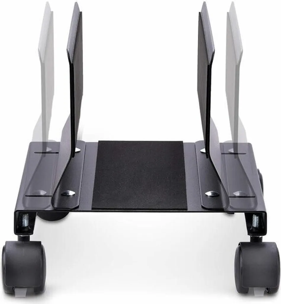 Support CPU Mobile Noir réglable en largeur avec 4 Roulettes robustes