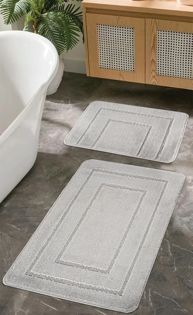 Mijolnir, Cerceve - Grigio, Set di tappetini da bagno (2 pezzi), Grigio, 100% POLIPROPILENE, 50 x 80 cm