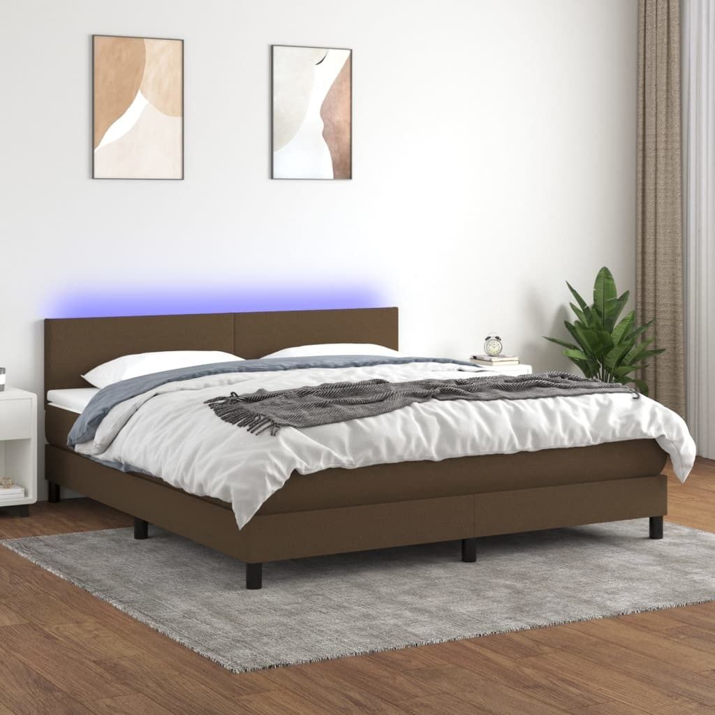 "2024"cloris Boxspringbett mit Matratze & LED Dunkelbraun 180x200 cm Stoff - Klassische Betten CHY37235169
