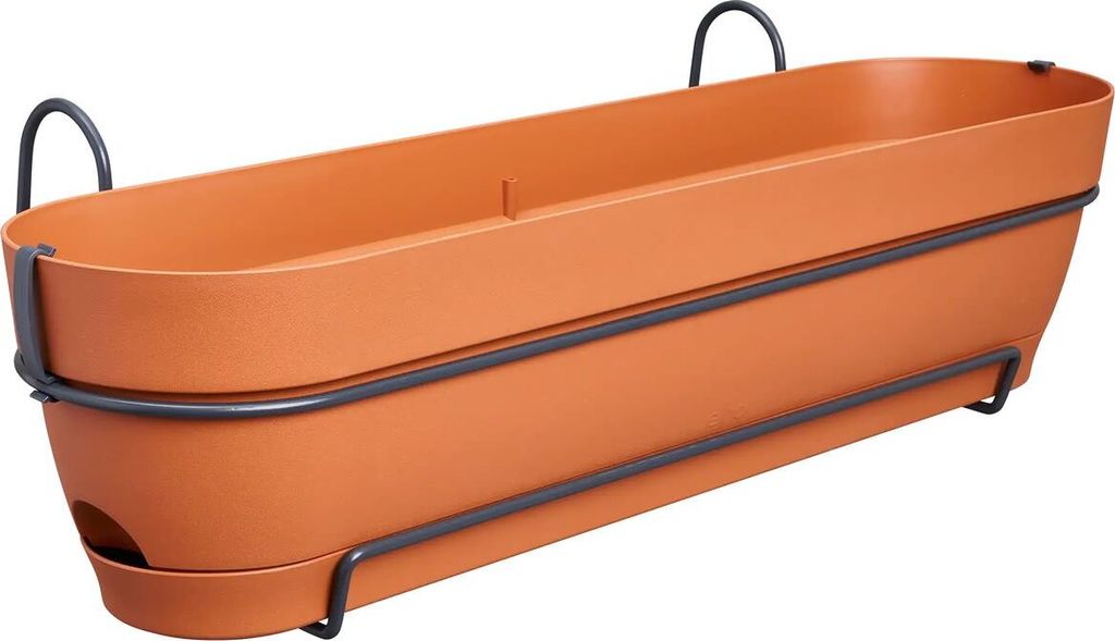 elho Vibia campana Pflanzkasten Terracotta 70 cm mit Halter allin1 - Kunststoff