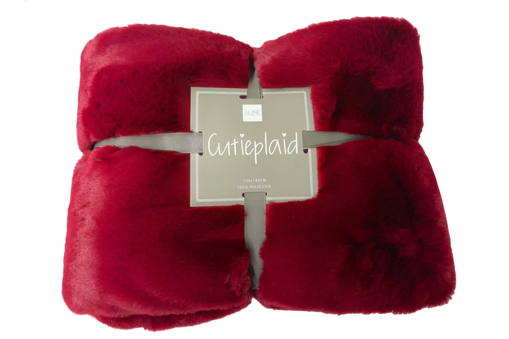 Coussin de Noël Rouge J-Line Cutie en Polyester - Déco 45x45 cm