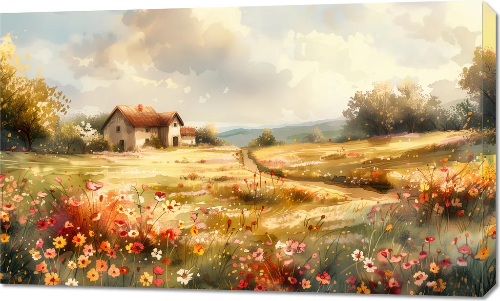 Décoration Murale Maison idyllique Image 100 x 60 cm Impression sur Toile