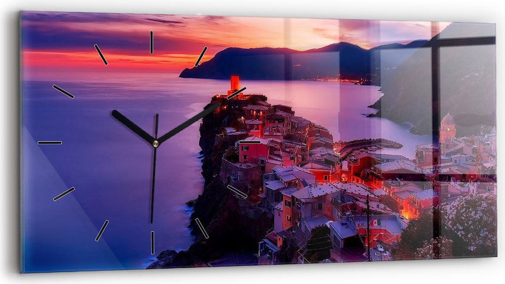 Wallfluent Wanduhr – Stilles Quarzuhrwerk - Uhr Dekoration Wohnzimmer Schlafzimmer Küche - Zifferblatt mit Strichen - schwarze Zeiger - 60x30 cm...